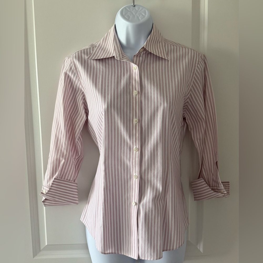 Brooks Brothers Pink and White Fitted Button Down Shirt